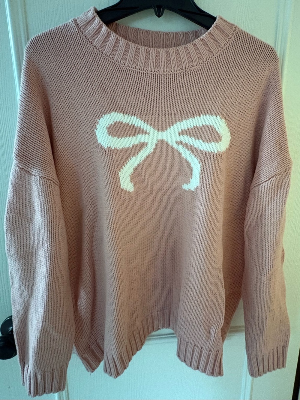 Sincerely Jules Pink Bow Knit Sweater Oversized Coquette Size L